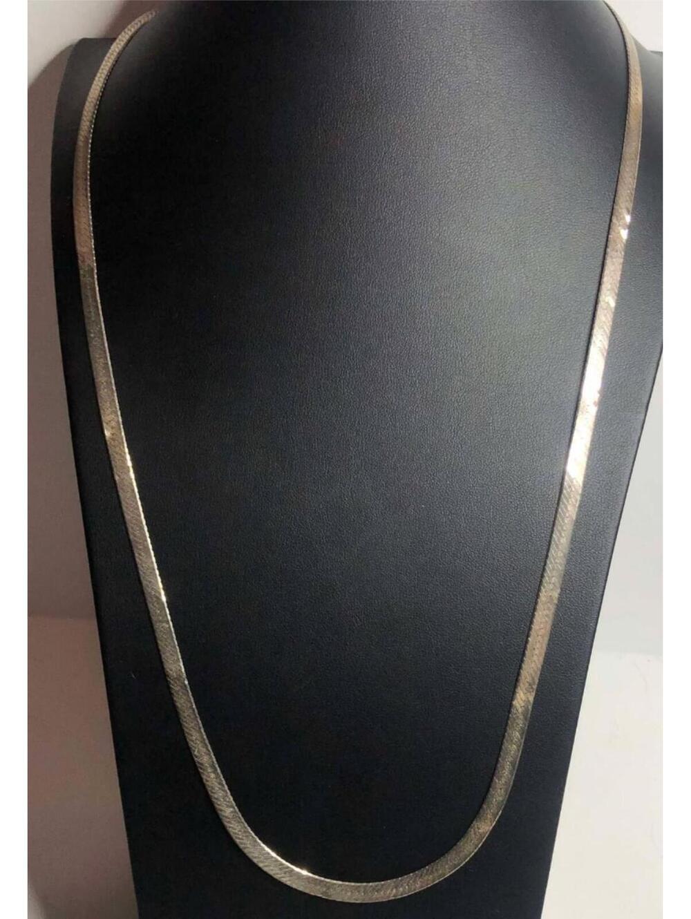 4082 Vtg patina ITALY Sterling FMC 925 herringbone Chain Necklace 30" 24.7grams*